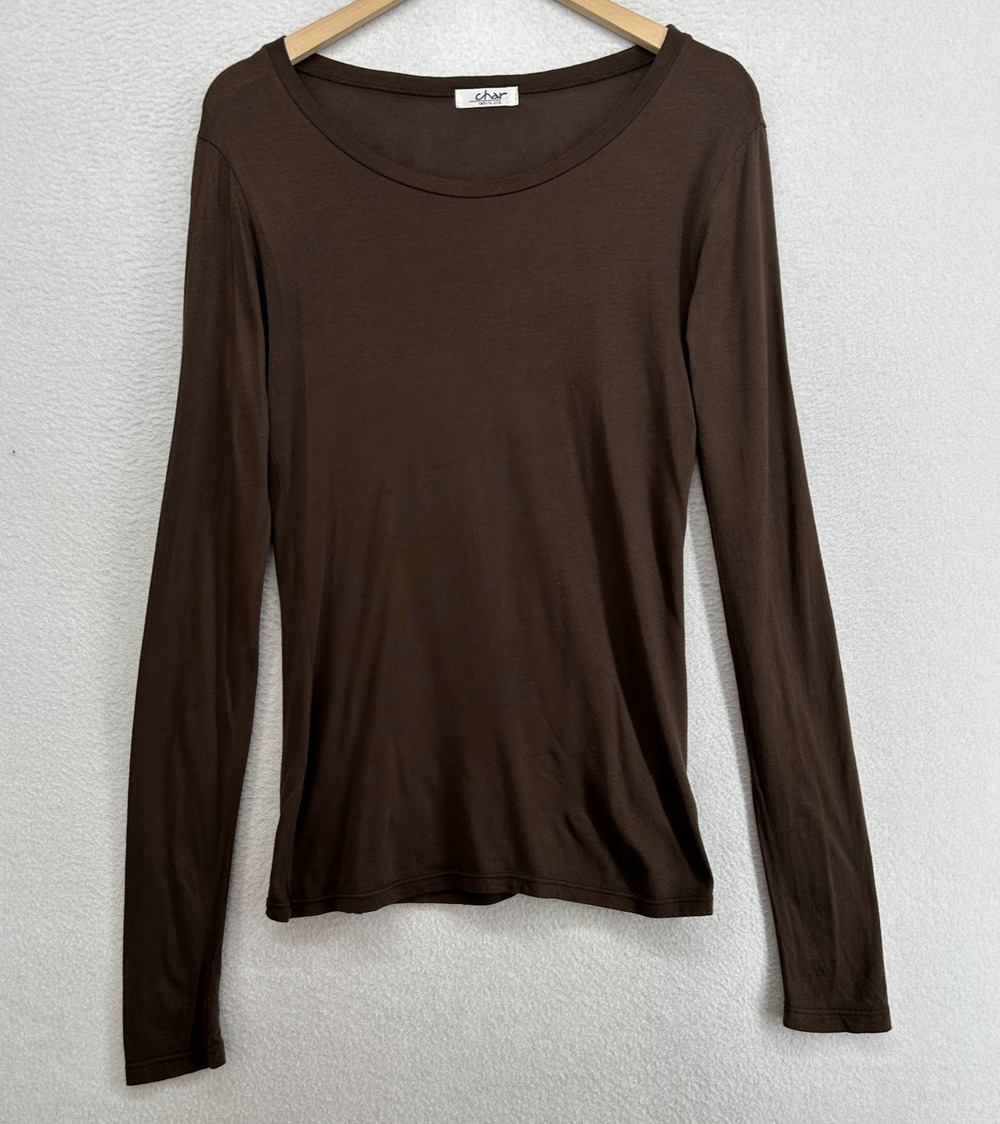 CHAR SANTA FE Top L Supima Cotton Micro Modal Jersey Long Sleeve Brown USA